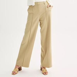 Nine West High Rise Wide Leg Dress Pants Womens XL Australian Wood Pintuck NEW